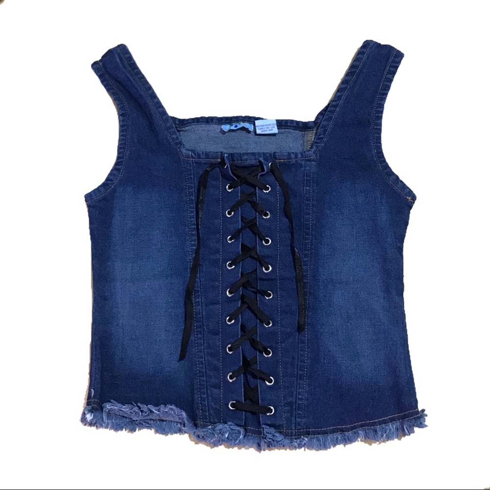 Rare vintage Y2K milkmaid denim corset top